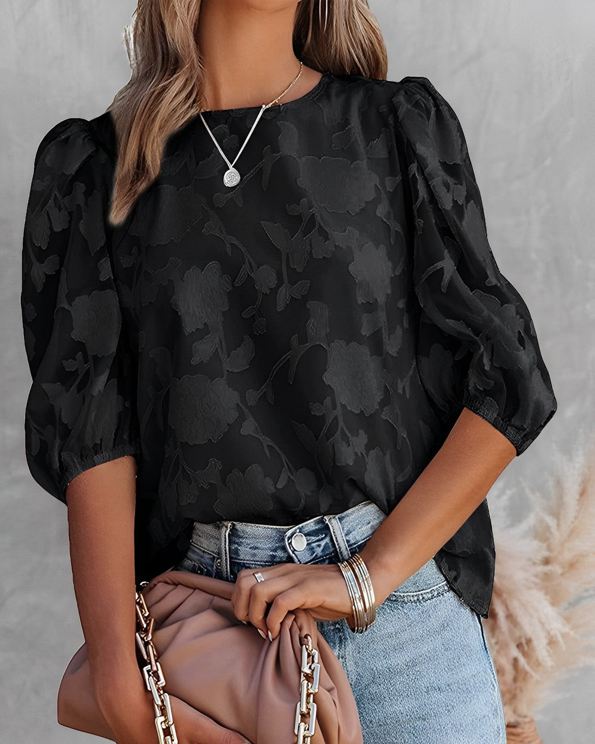 Women's Chiffon Blouse Puff Sleeve