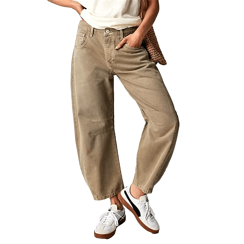 Mid Rise Barrel Leg Denim Jeans