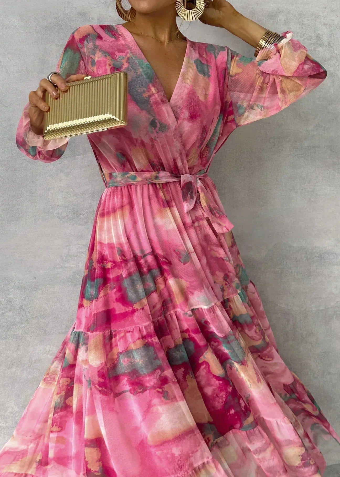 Women's Long Sleeve Floral Wrap Dress