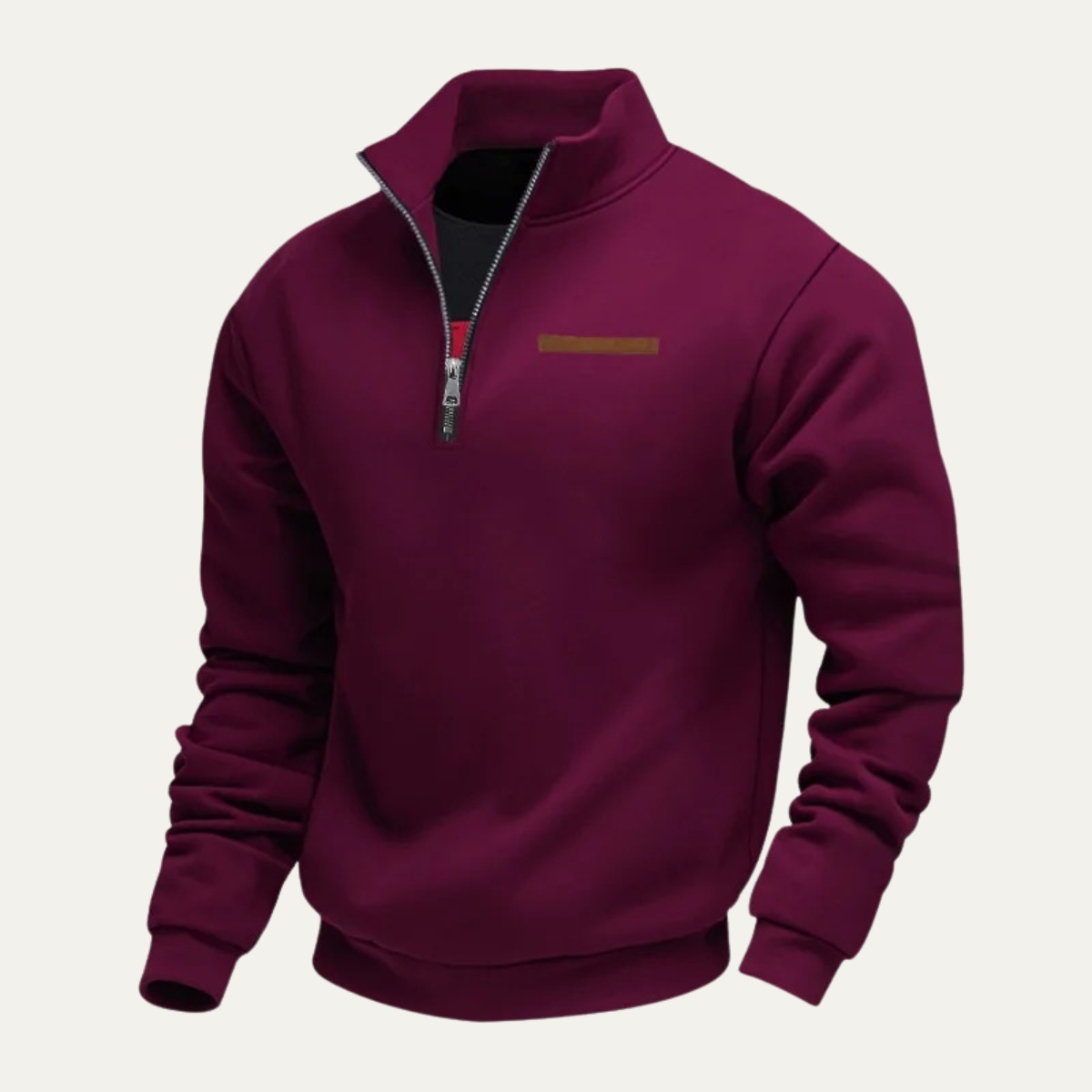 Men's Half Zip Sweater Warm Stand Collar Silver
