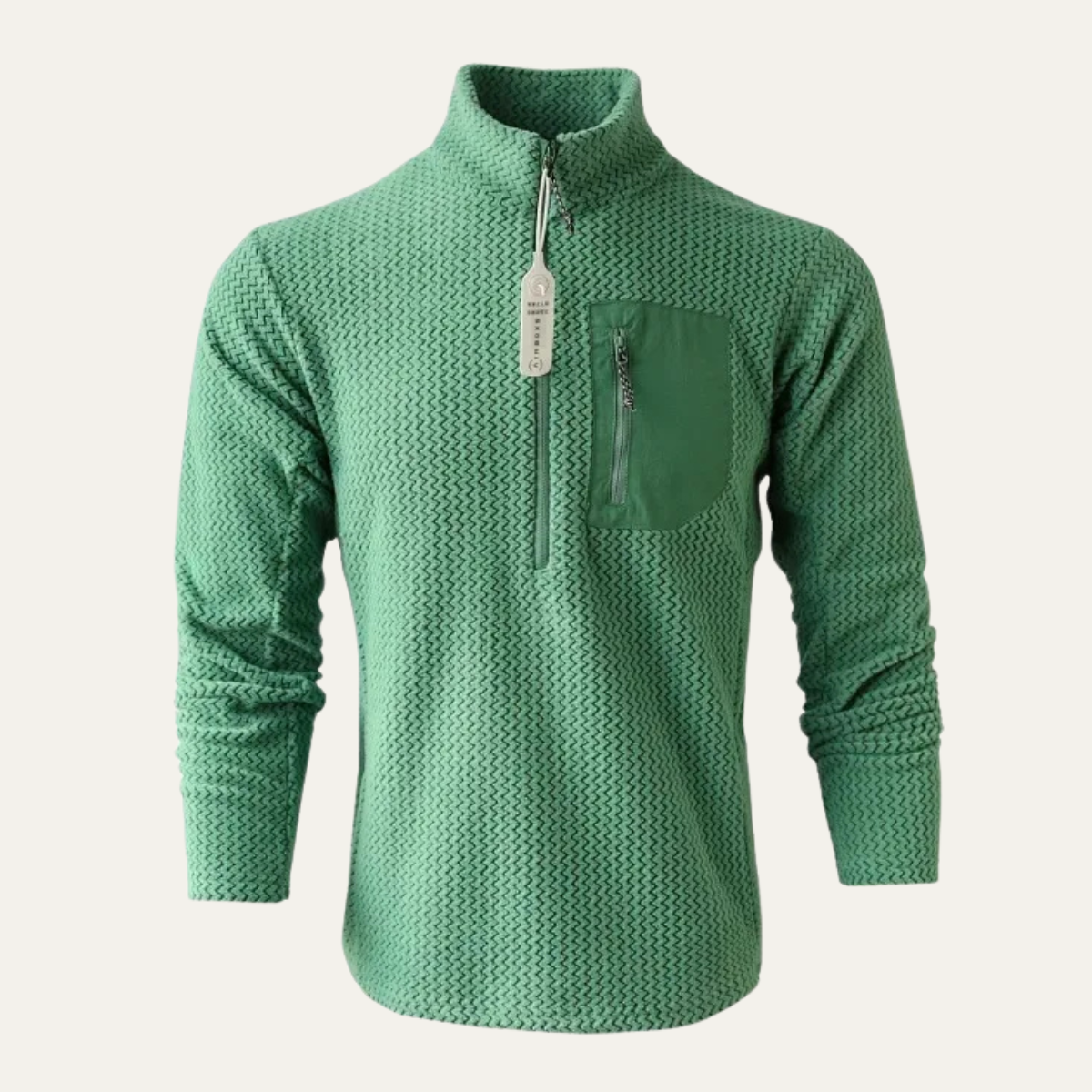 Men's Half Zip Sweater Chest Pocket Red
