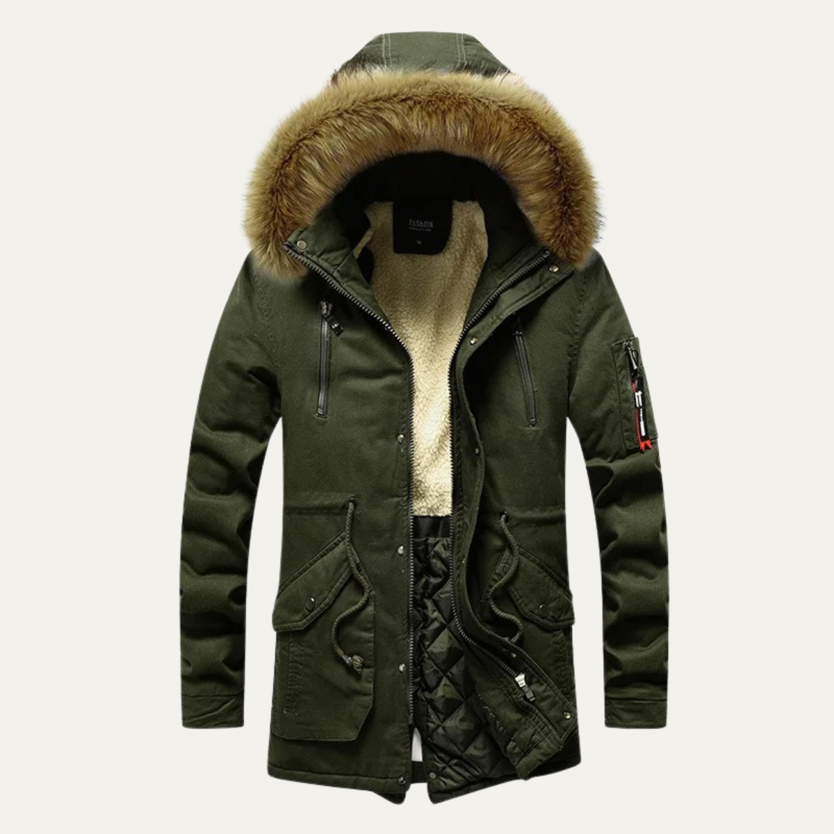 Men's Long Down Hooded Jacket Fur Collar