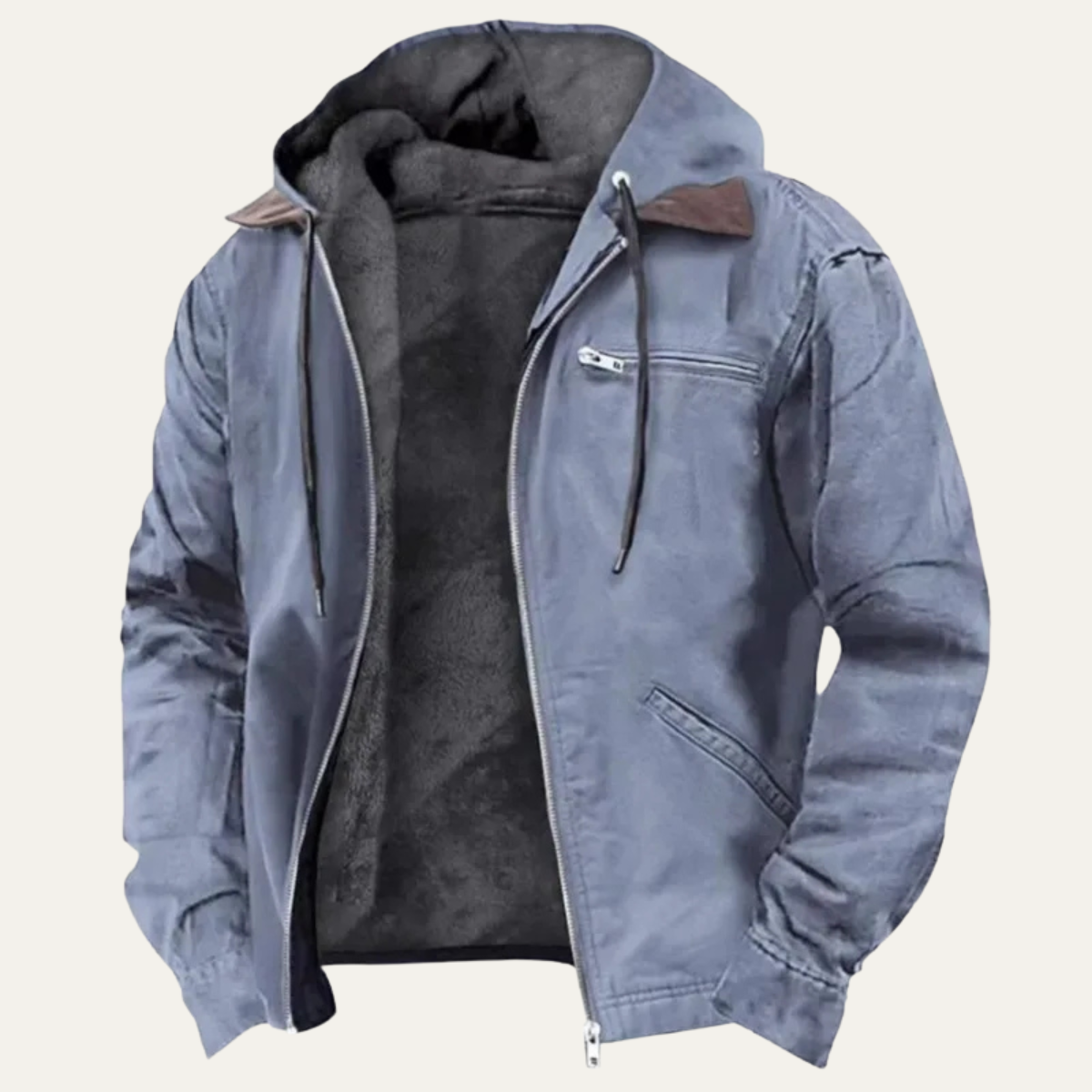 Men's Fleece Lined Hooded Jacket Lightweight