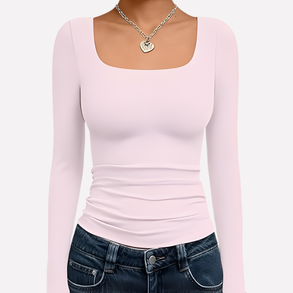 Women's Long Sleeve Crop Square Neck