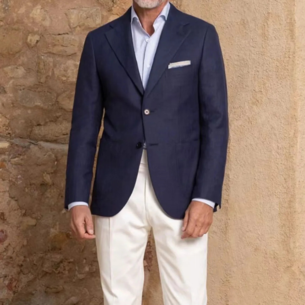 Men's 2 Piece Suit Notch Lapel White Pants