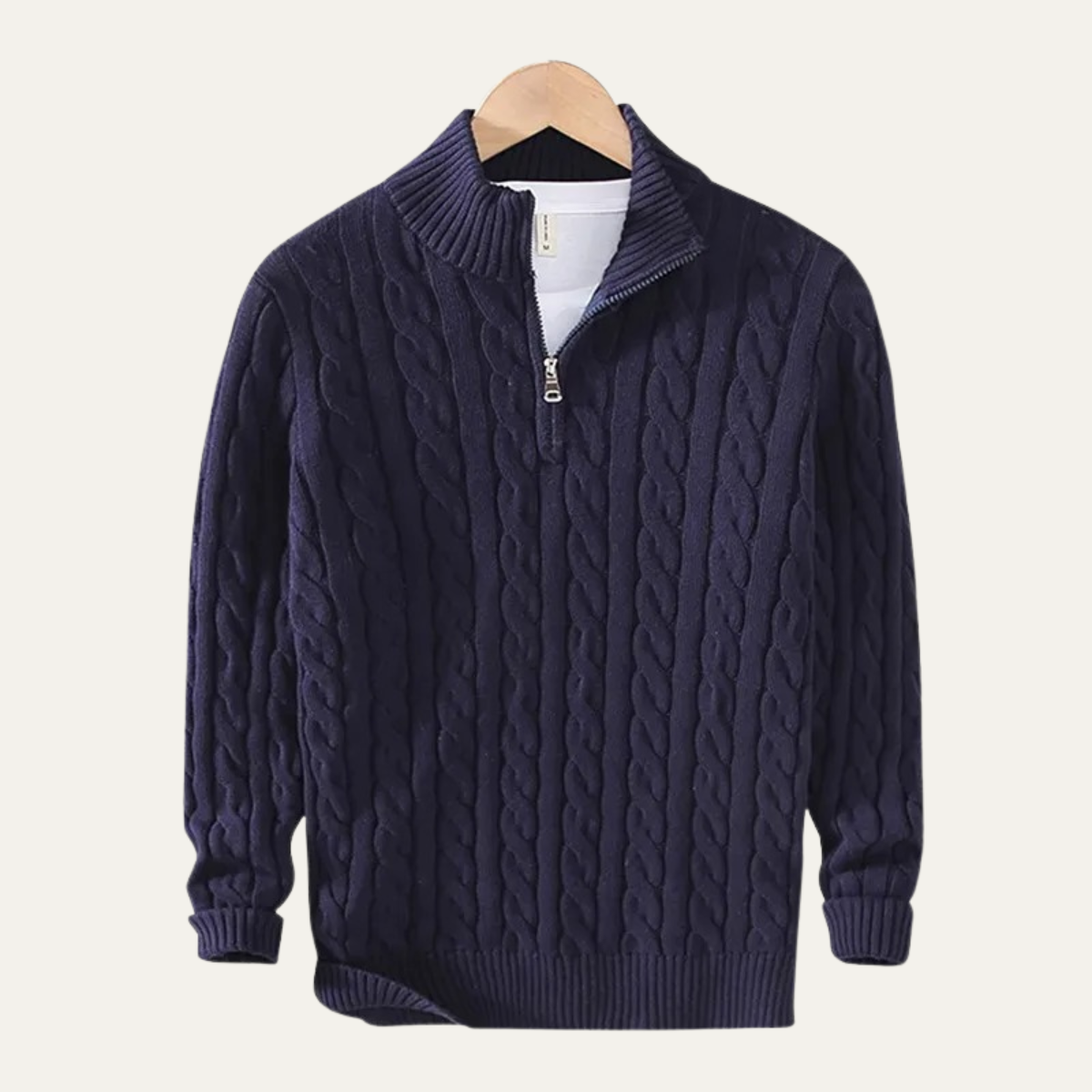 Men's Cotton Cable Knit Half Zip Sweater