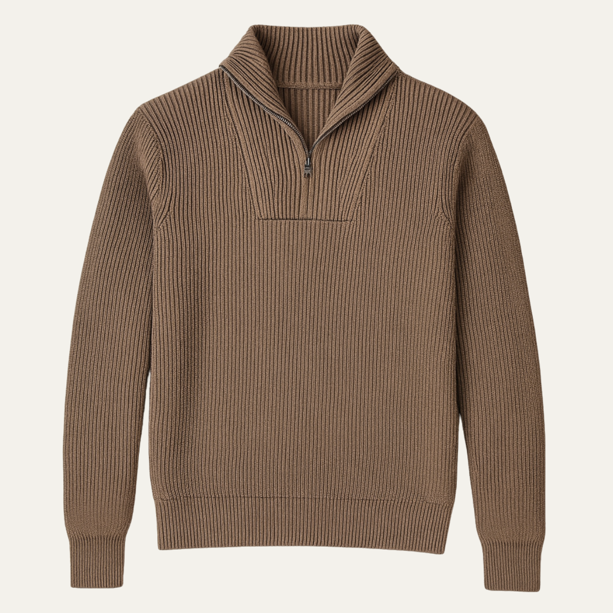 Men's Ribbed Half Zip Sweater Funnel Neck - VibreMode