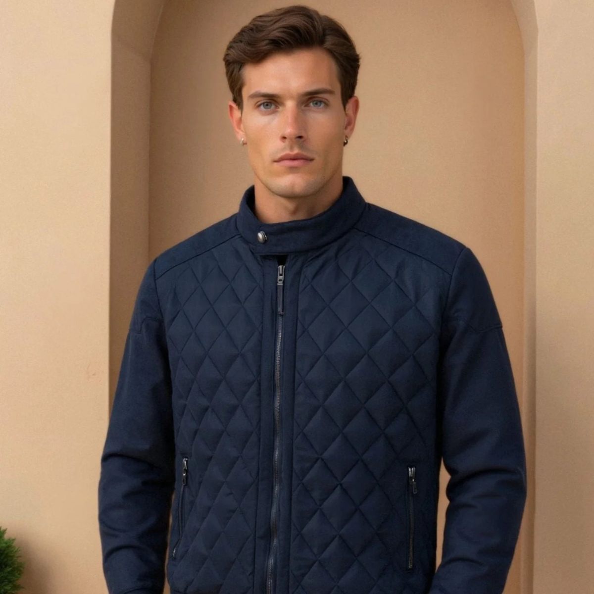 Men's Quilted Navy Jacket