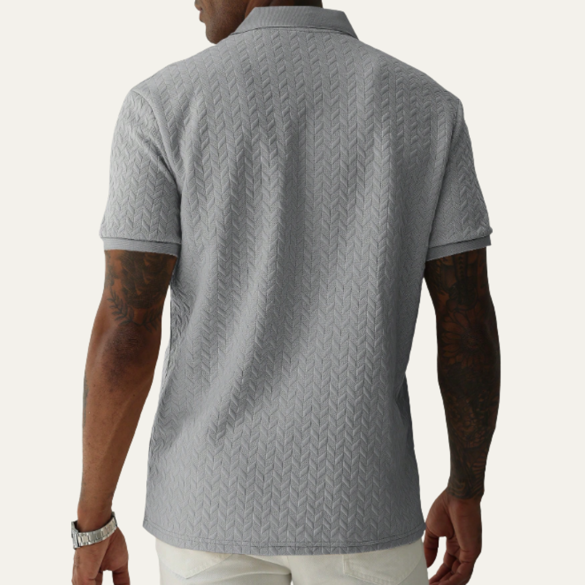 Men's Textured Polo Shirt Casual Summer