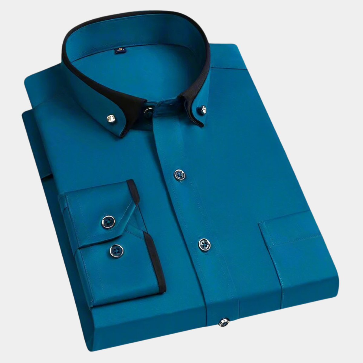 Men's Long Sleeve Button Front Shirt Contrast Collar