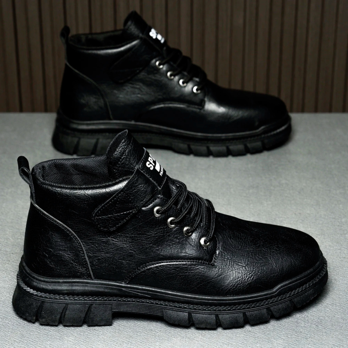 Men's Leather Ankle Boots Rugged Lace Up Outdoor