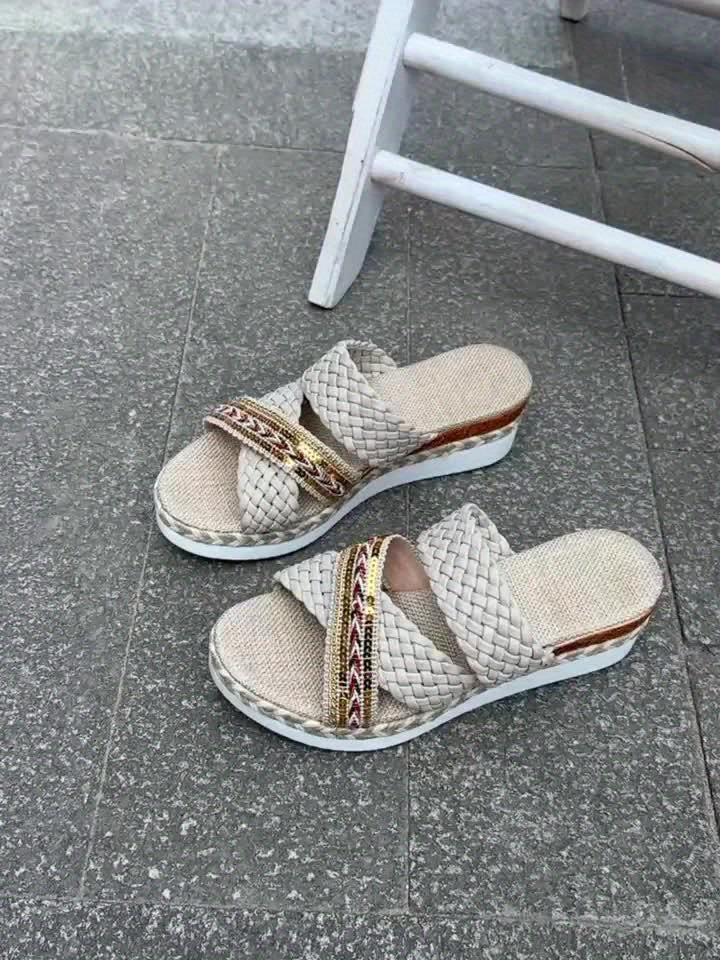 Women's Woven Slip On Sandals