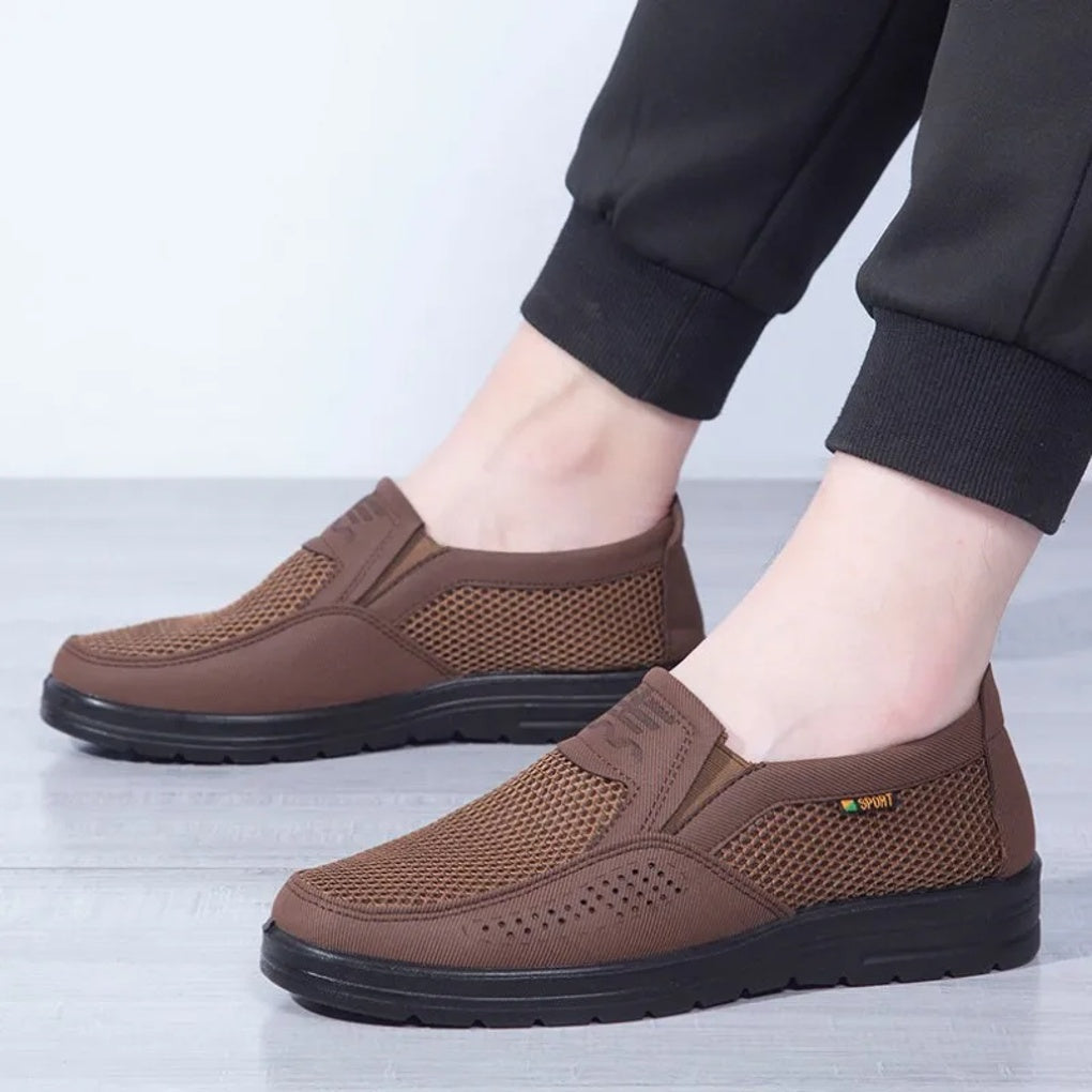 Men's Breathable Loafers Lightweight Leather Brown