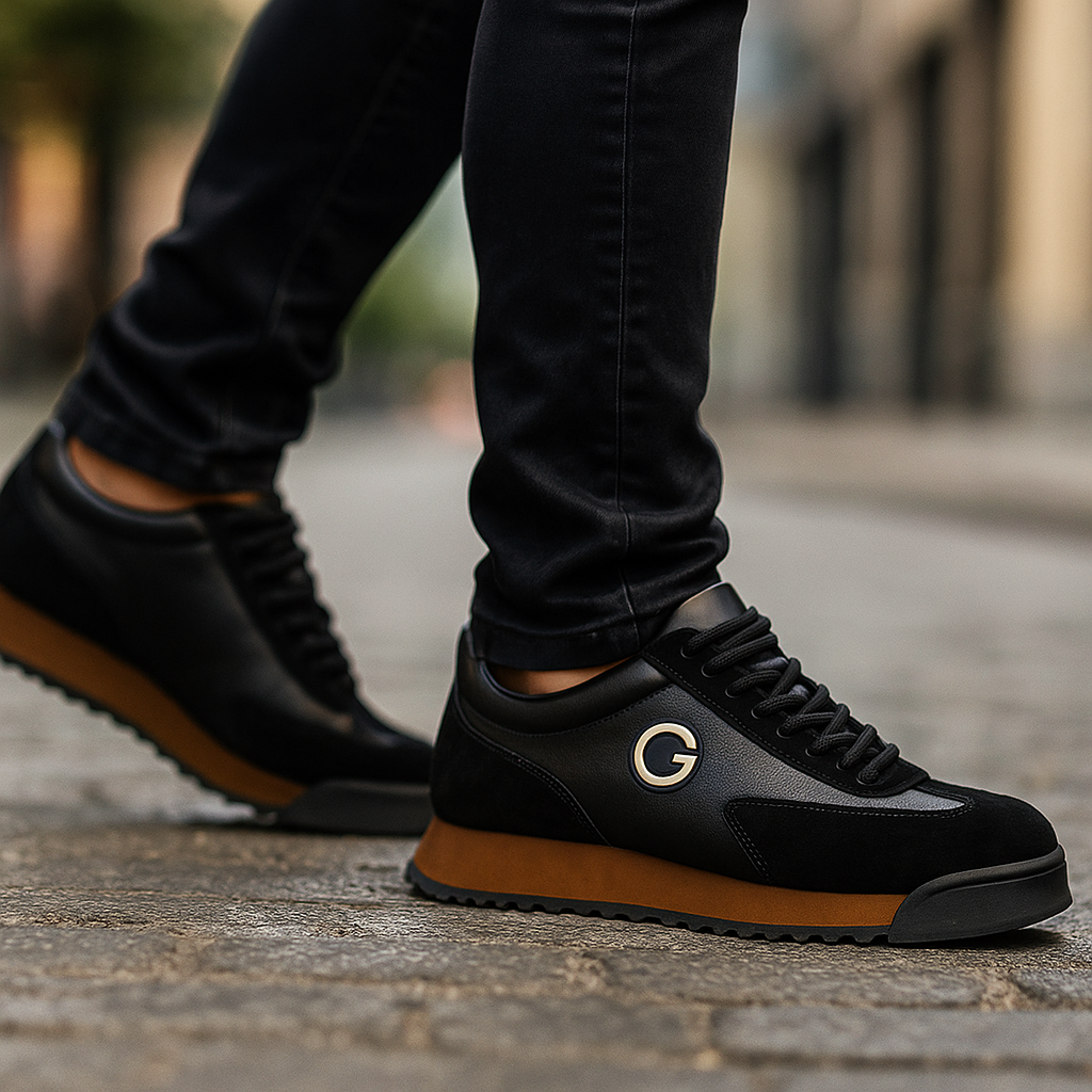Men's Lace-Up Sneakers Contrast Panels
