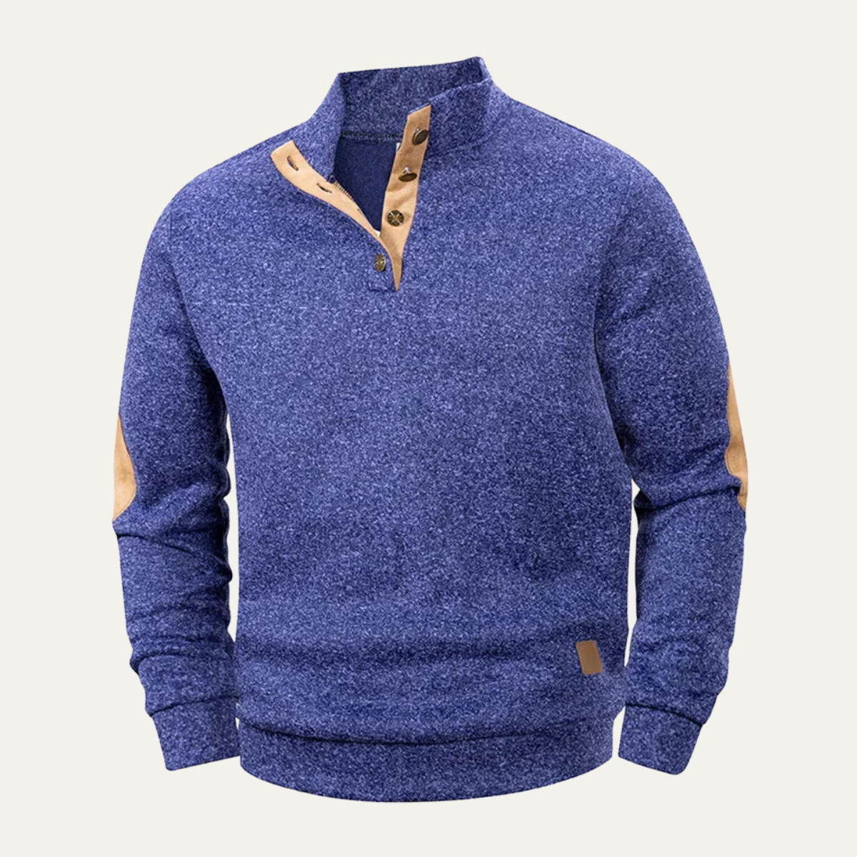 Men's Fleece Sweater Stand Collar Elbow Patches
