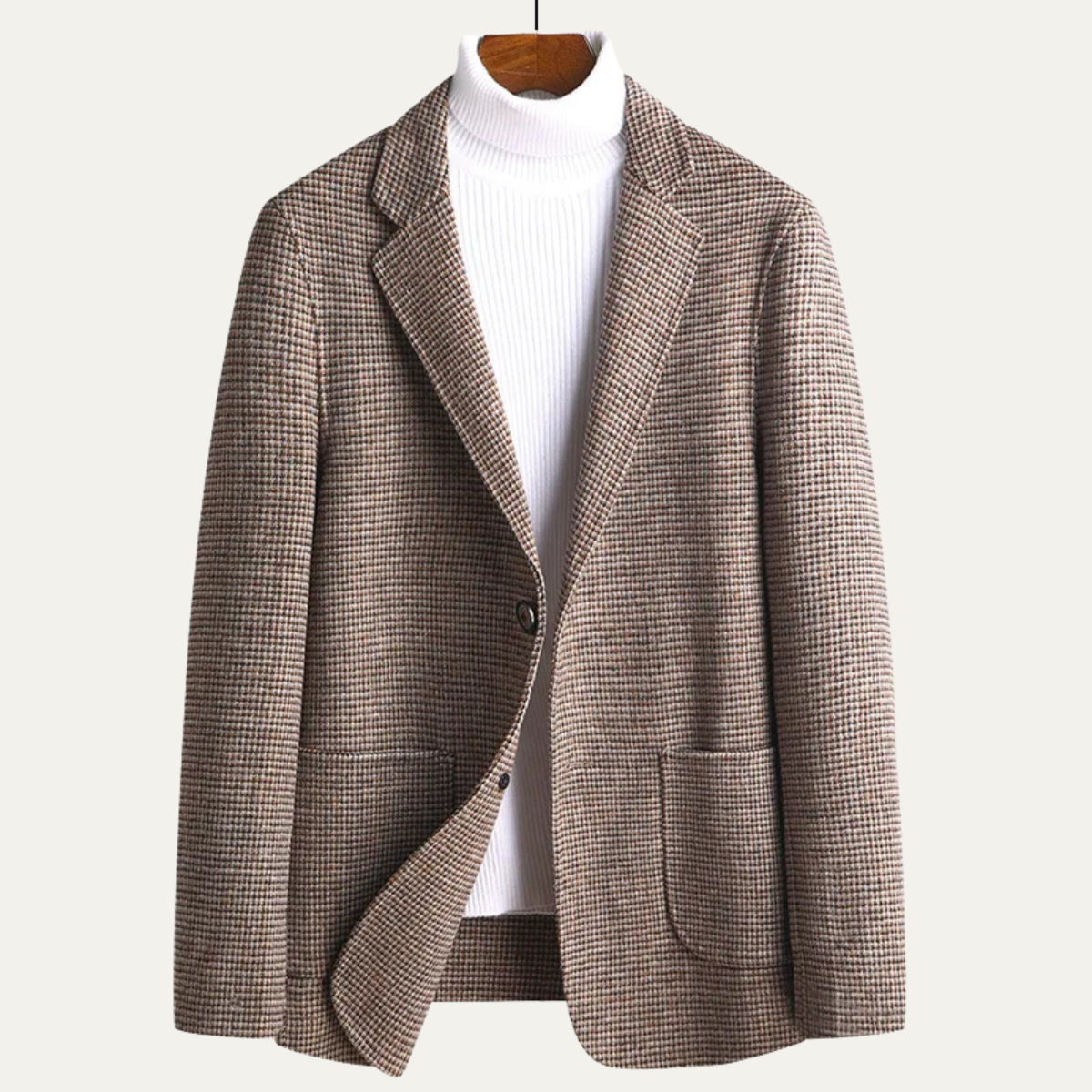 Men's Tweed Blazer Checked Wool Navy