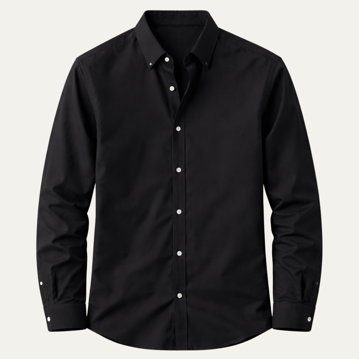 Men's Italian Collar Button Up Shirt Black - VibreMode