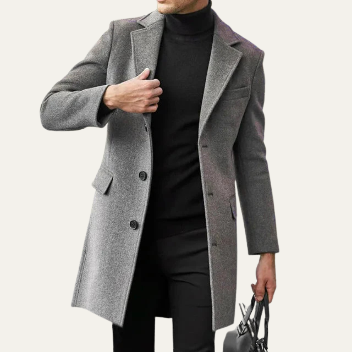 Pembroke Men's Wool Single Breasted Coat Black