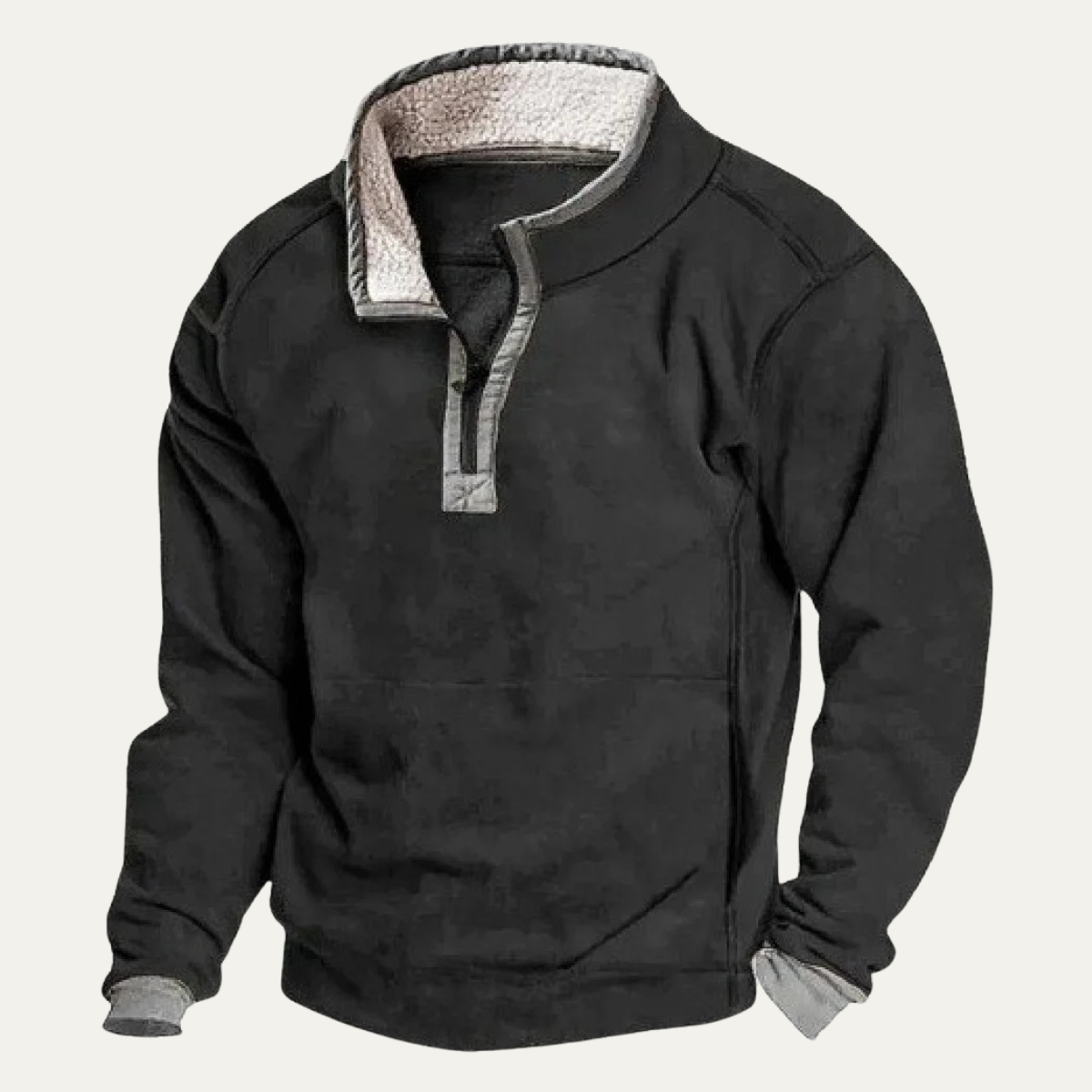 Mens Stand Collar Sweater Warm Half Button Outdoor
