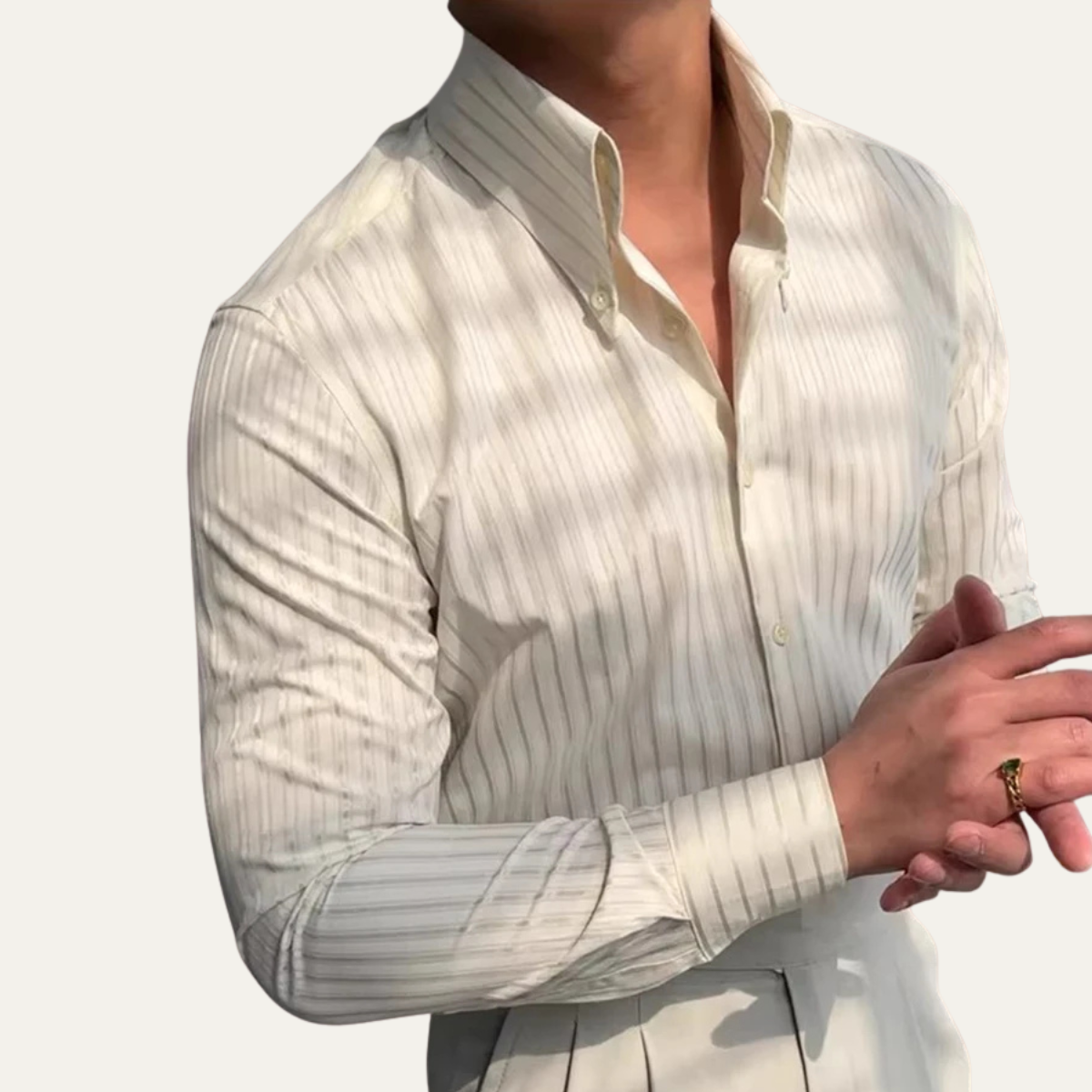 Men's Vintage Dress Shirt Turn Down Collar Button Up