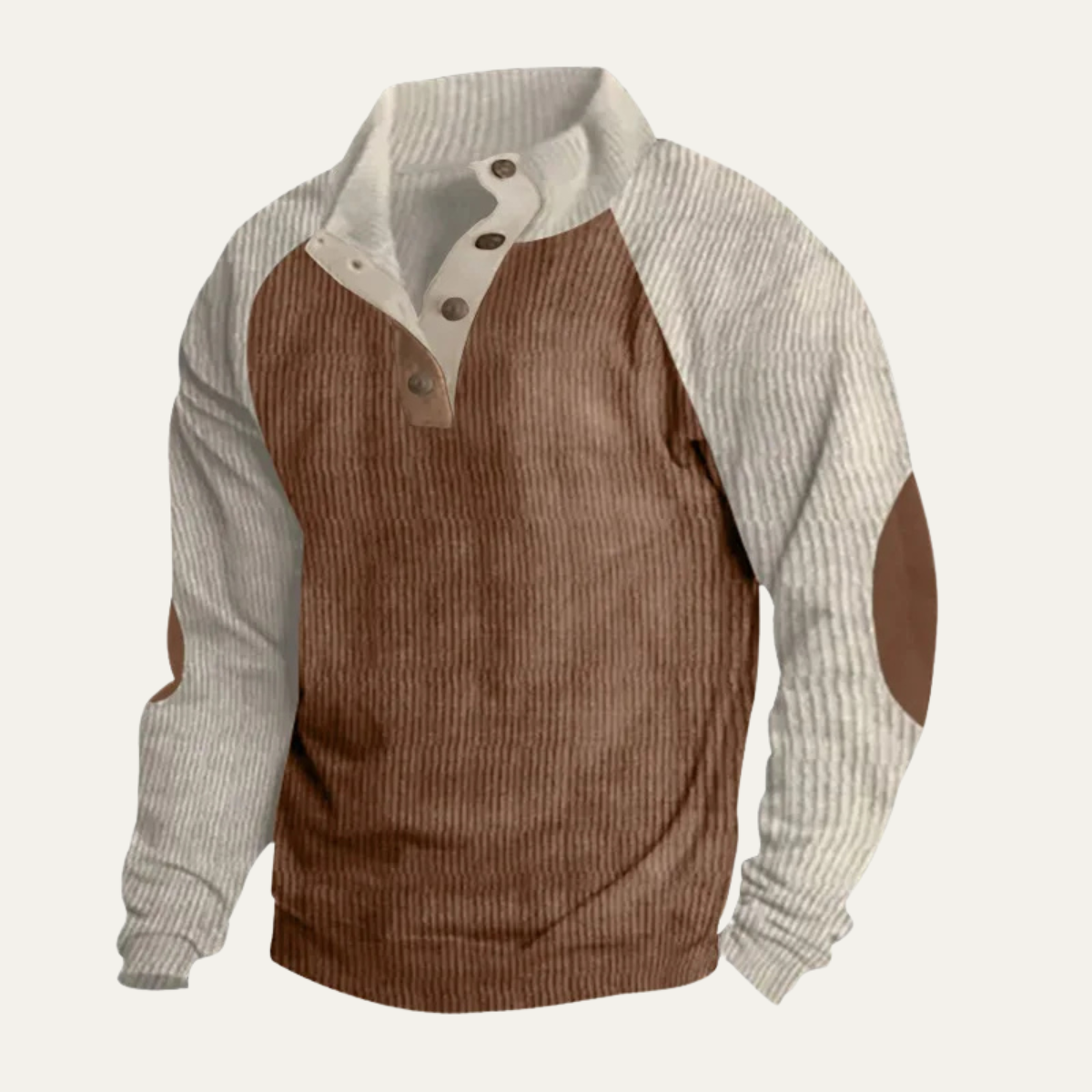 Men's Colorblock Corduroy Sweater Stand Up Collar