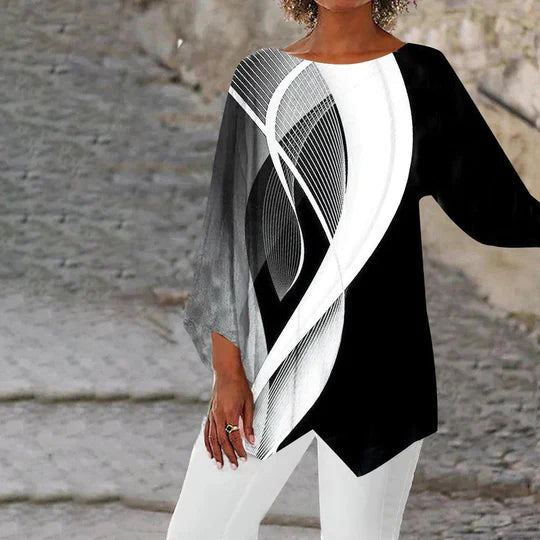 Women's Geometric Long Sleeve Tunic - VibreMode