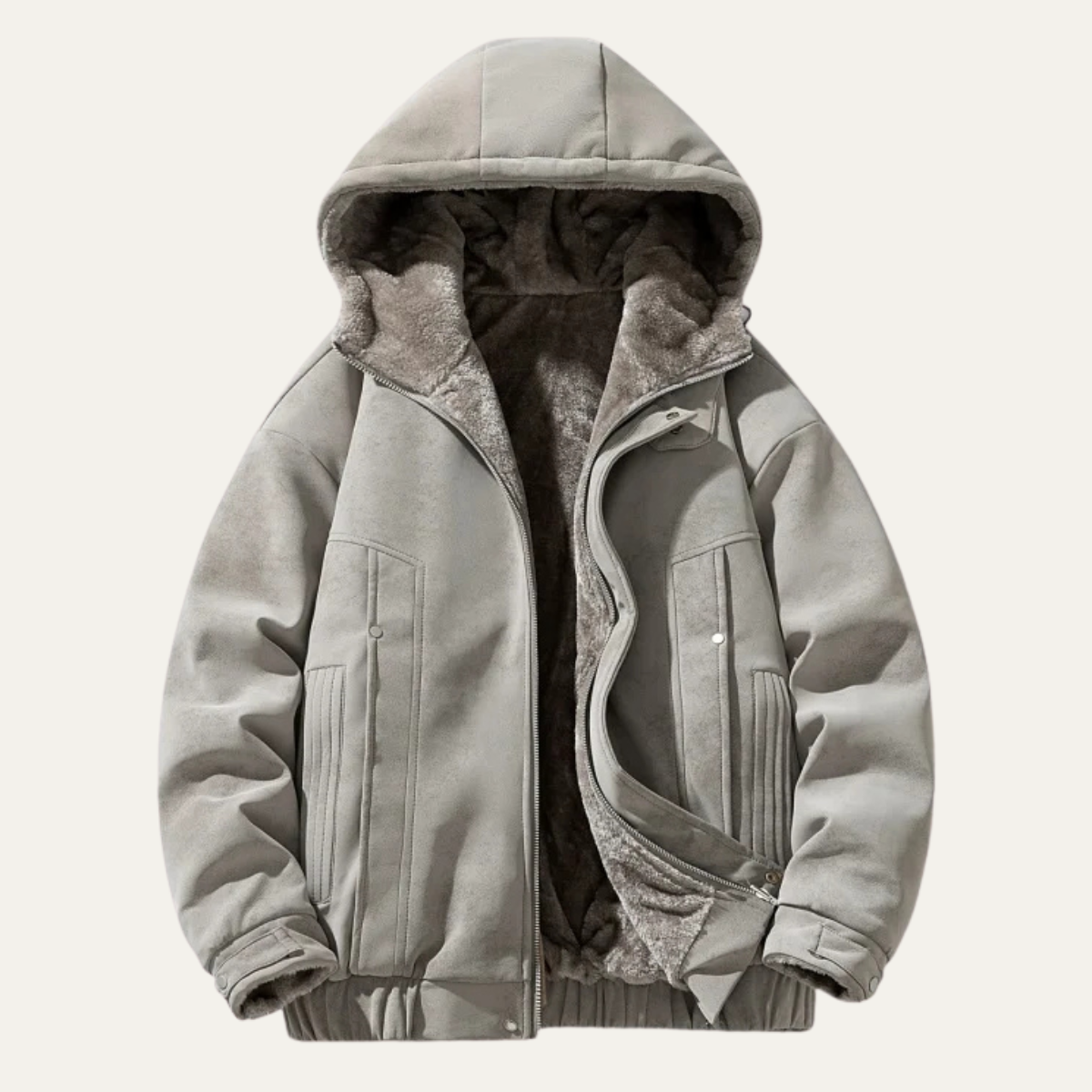 Men's Fleece Lined Hooded Jacket Retro Style
