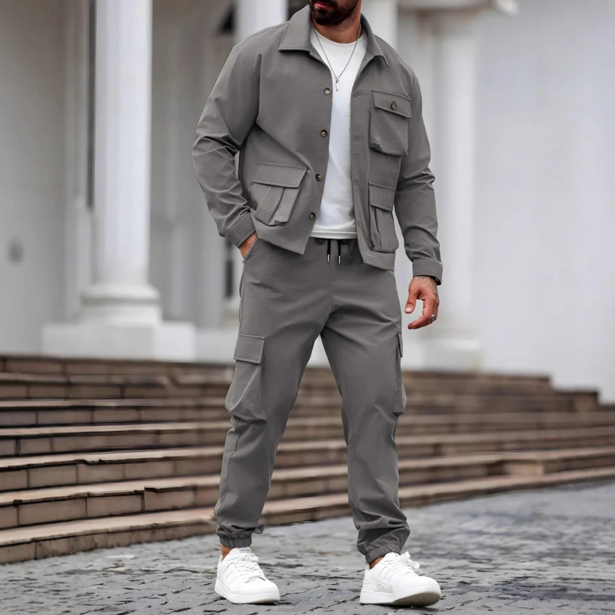 Men's Cargo Jacket And Pants Set