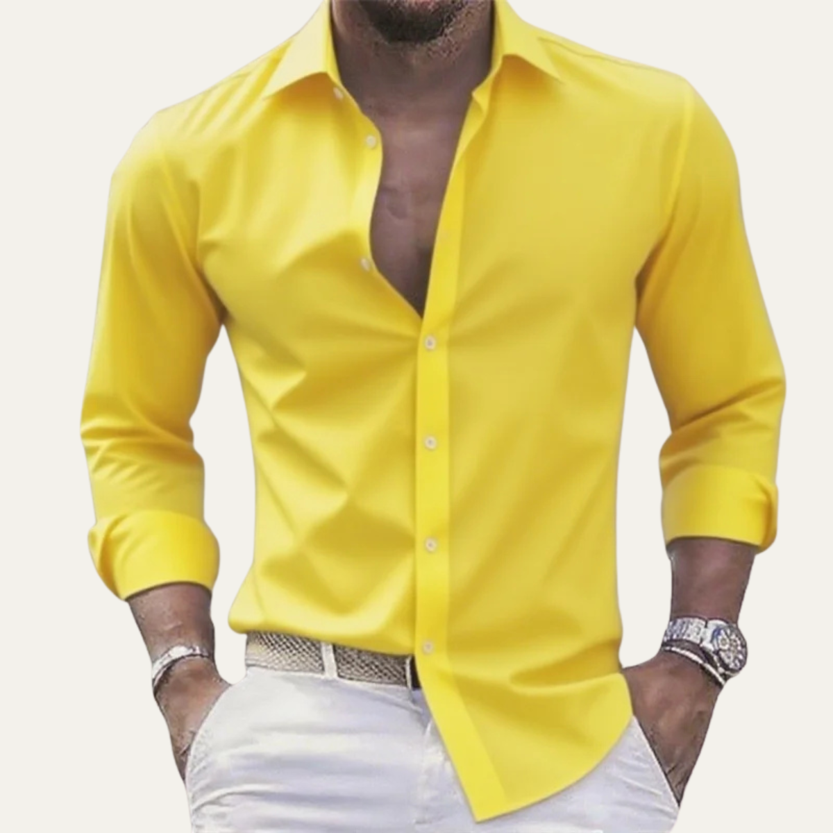 Men's Stretch Shirt Solid Color Lightweight