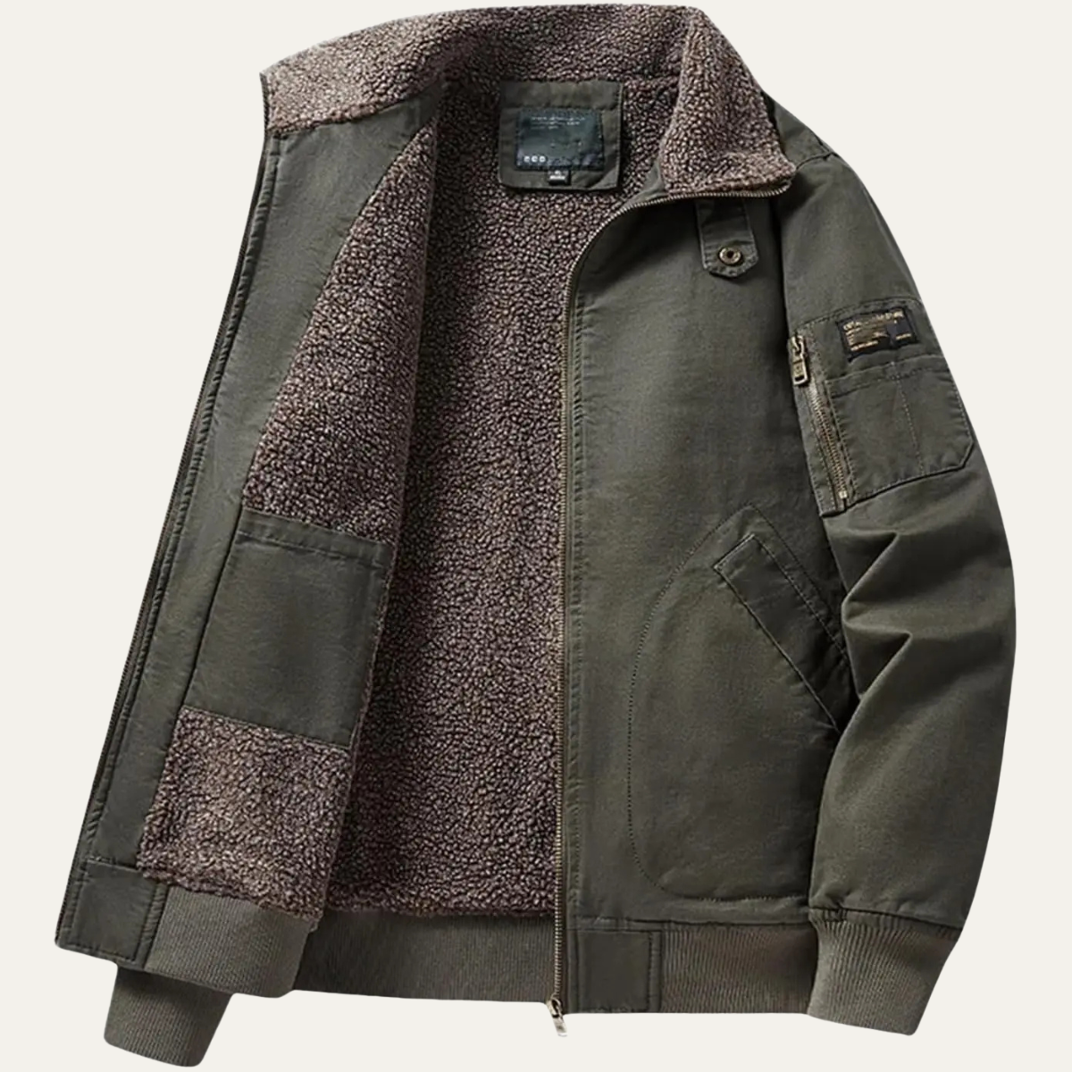 Men's Shearling Lined Winter Bomber Jacket