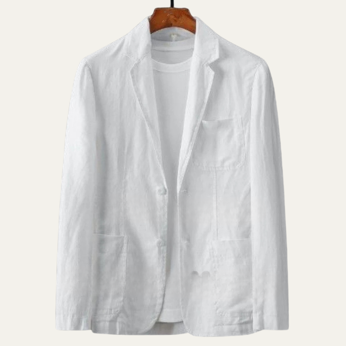 Men's Linen Blazer Lightweight Single Breasted Beige