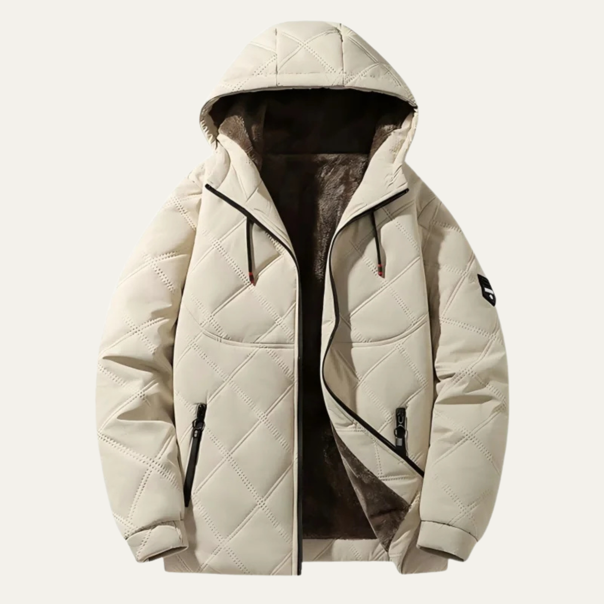 Men's Quilted Puffer Jacket Warm Fleece Lining Green