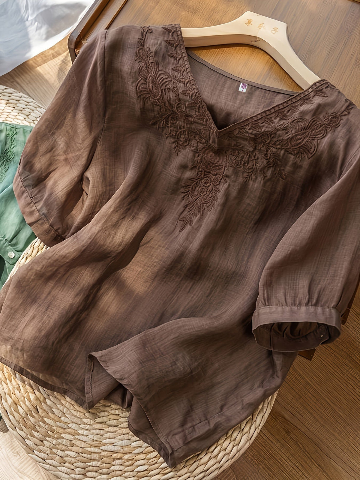 Women's Relaxed Fit Embroidered Tunic Blouse