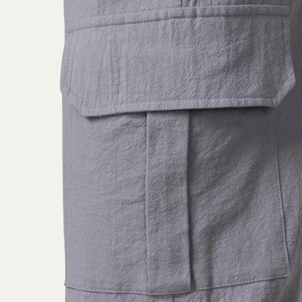 Men's Cotton Cargo Pants Loose Fit Multi Pocket Soft Gray