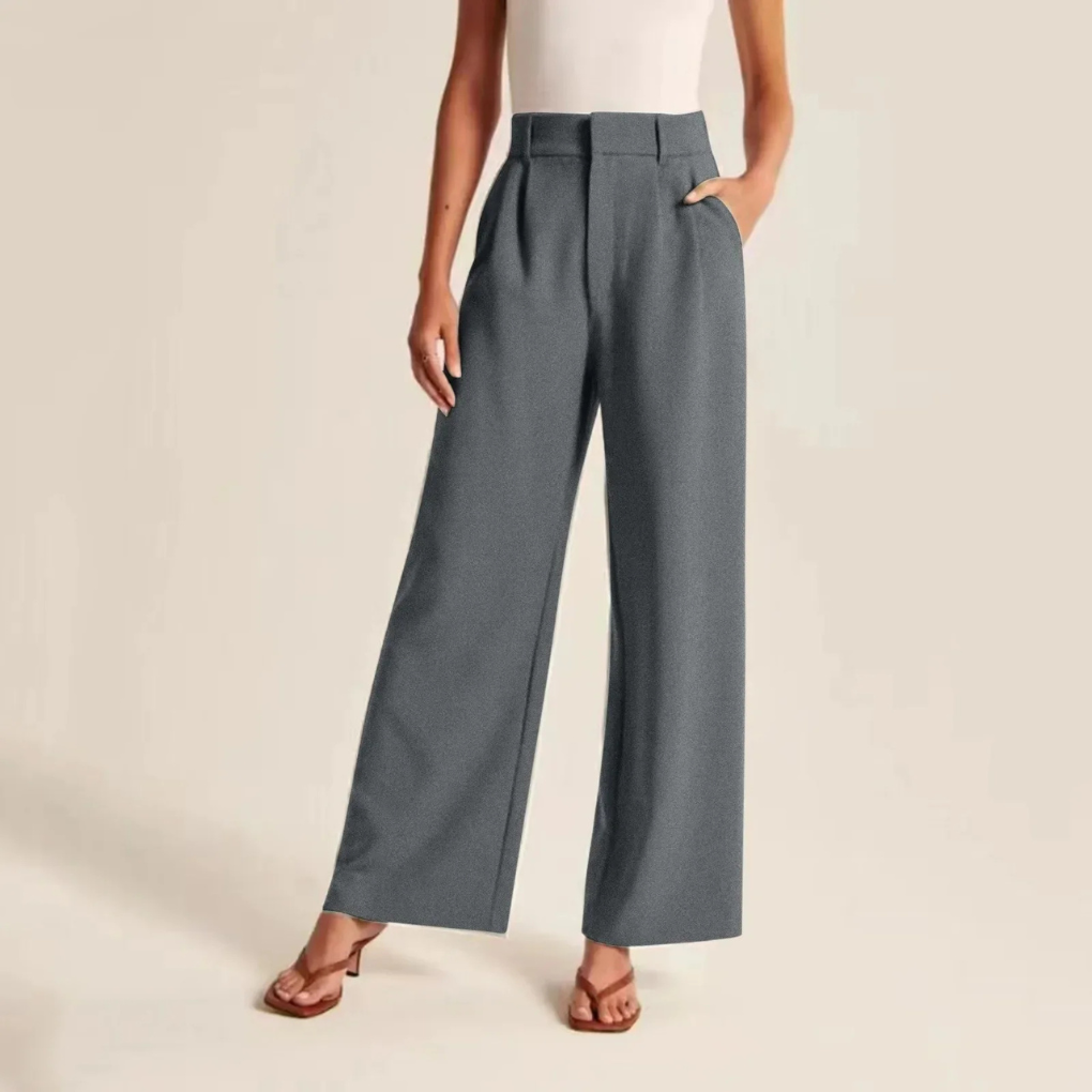 Women's High Waisted Linen Trousers Pleated Beige