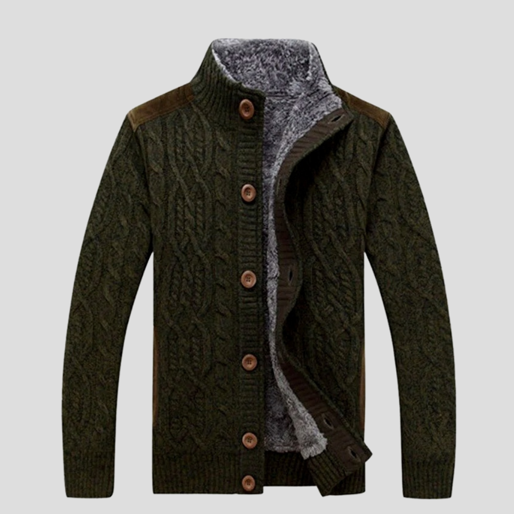 Men's Knit Jacket Plush Lined Warm