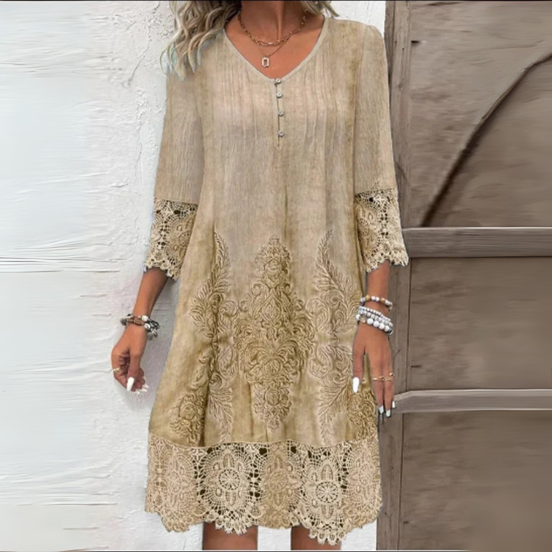 Beautiful Floral Sleeved Summer Dress for Women