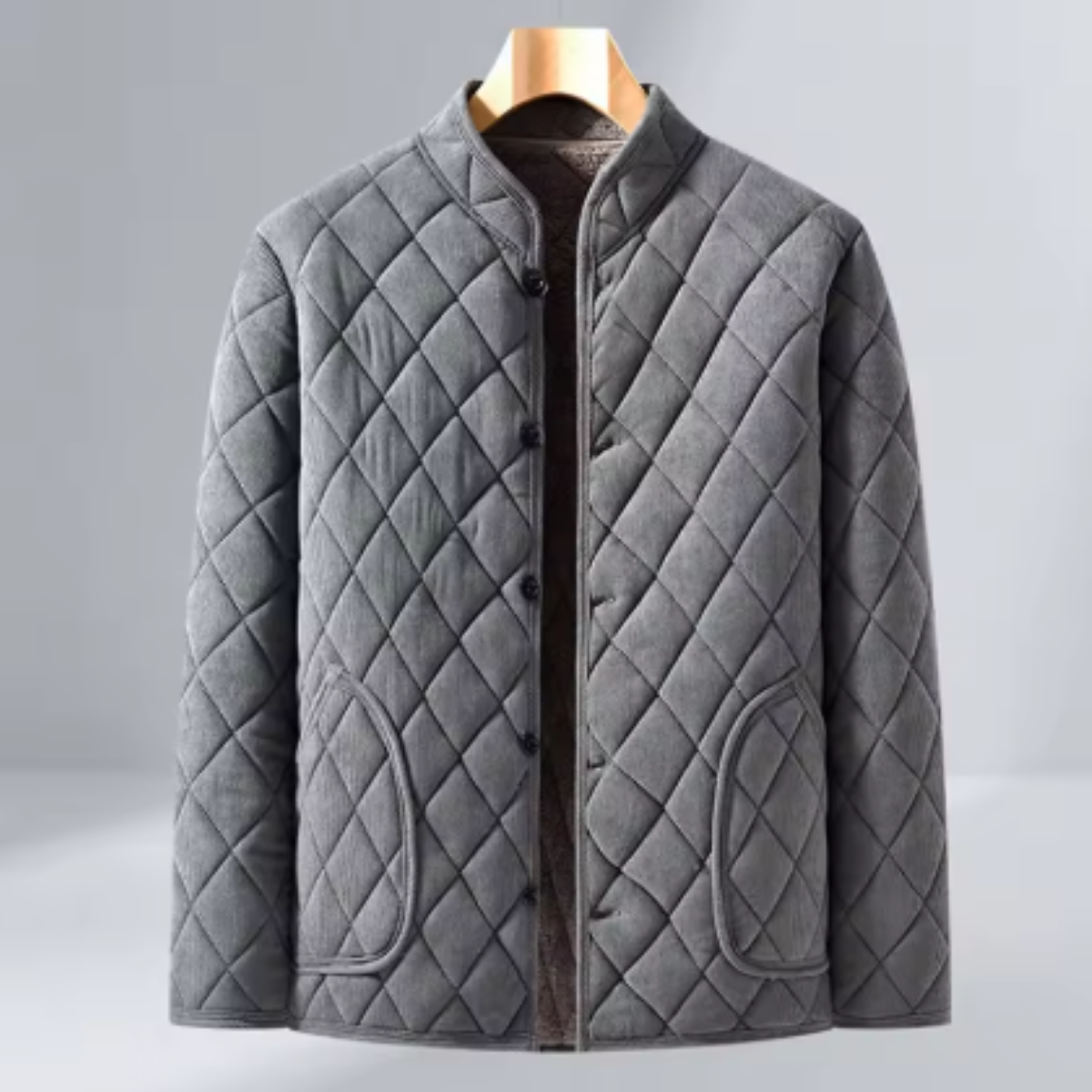 Men's Quilted Winter Jacket Thick Padded Fleece Lining