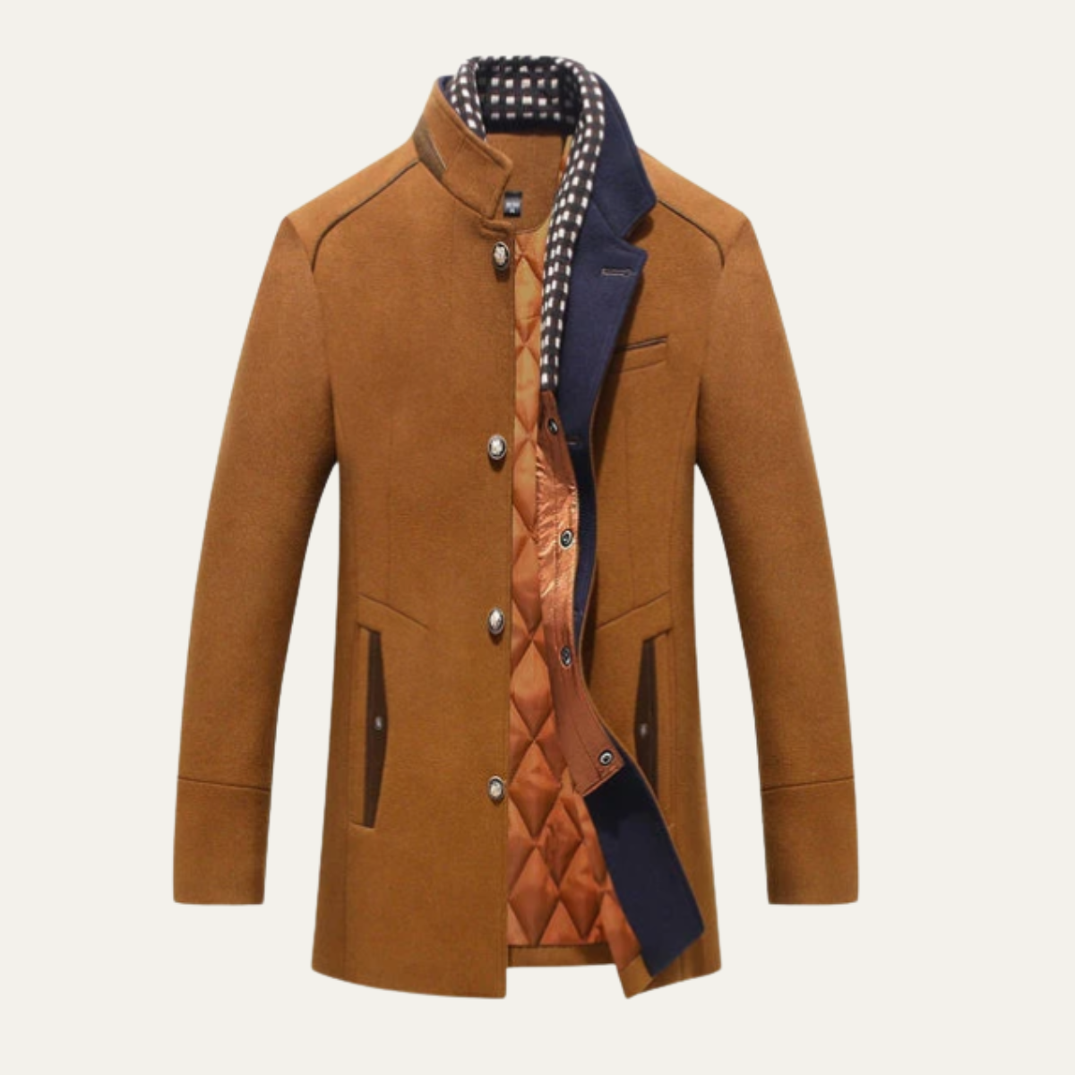 Men's Classic Wool Winter Coat Quilted Lining