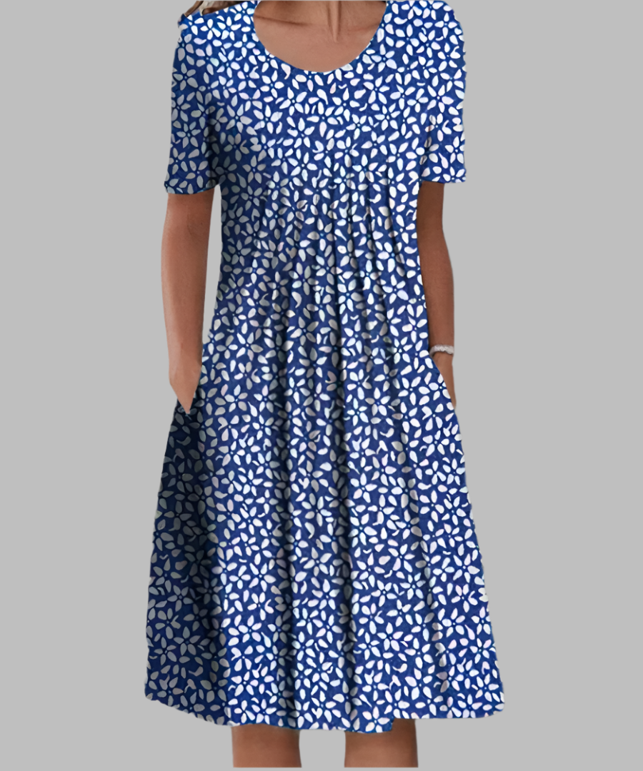 Women's Short Sleeve Flower Print Dress
