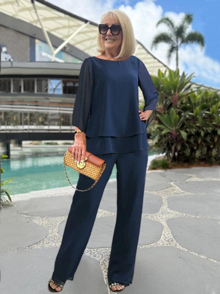 Women's Long Sleeve Layered and Pants Set - VibreMode