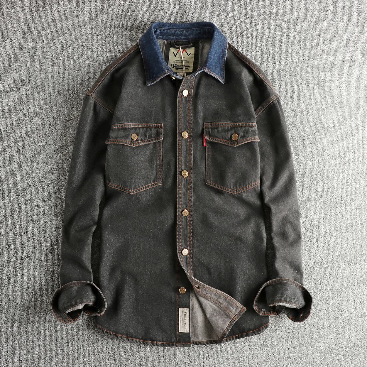 Men's Denim Shirt Jacket Washed Retro Blue