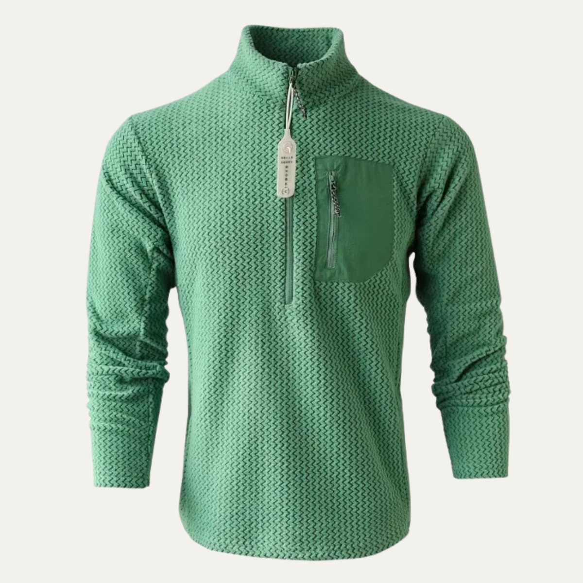 Men's Thick Waffle Knit Fleece Half Zip Sweater