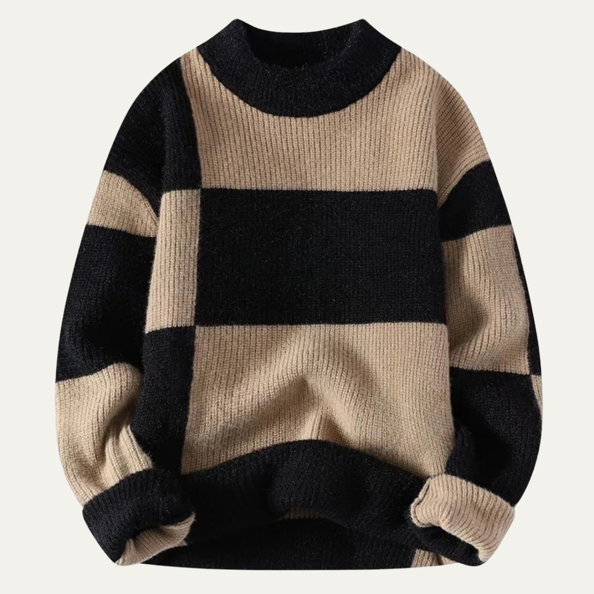 Men's Striped Knit Sweater Casual Round Neck