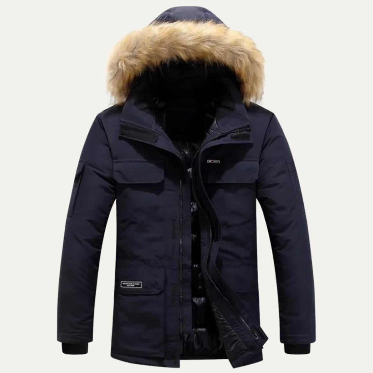 Men's Thick Warm Winter Parka Fur Hood