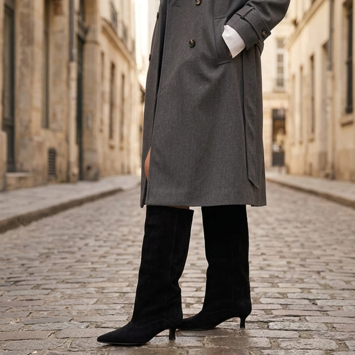 Knee High Boots Kitten Heel Pointed Toe Women