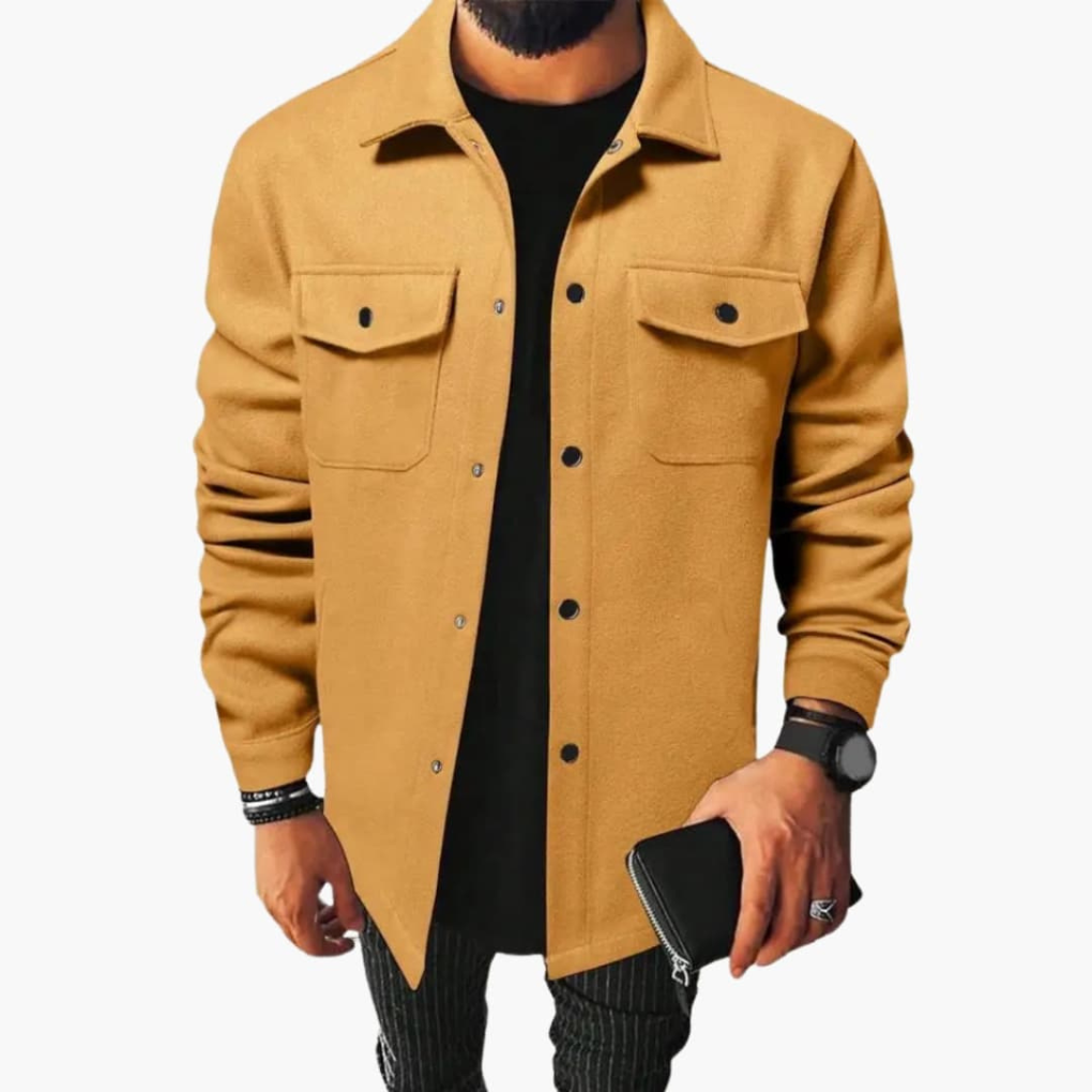 Men's Shirt Jacket Button Front Cotton