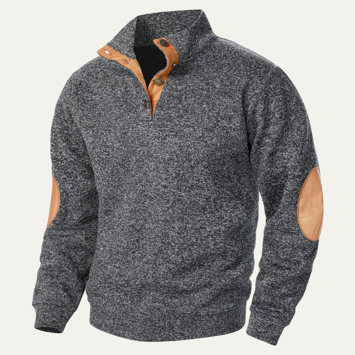 Men's Fleece Sweater Suede Elbow Patches