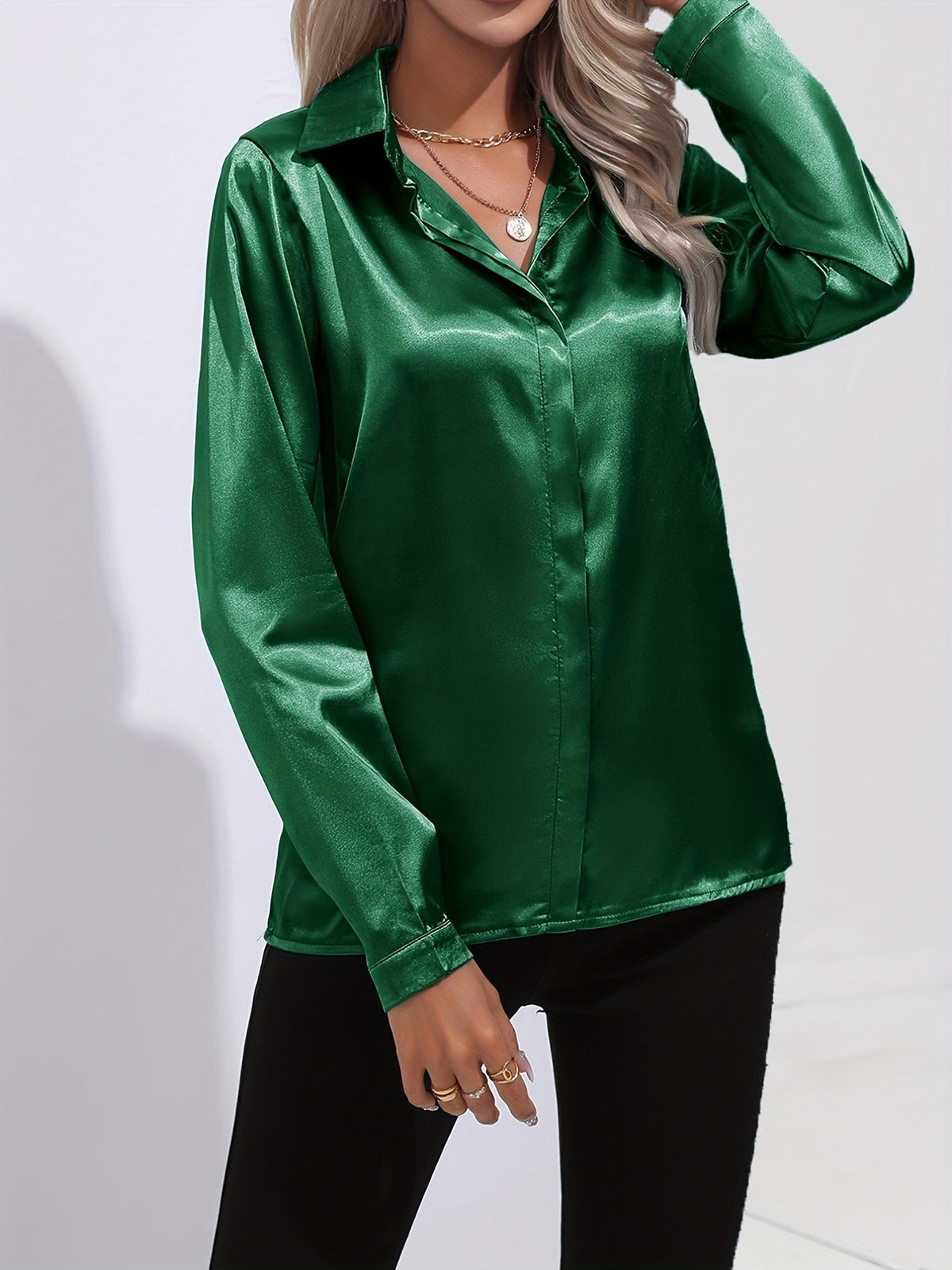 Ladies Classic Long Sleeve Silk Blouses