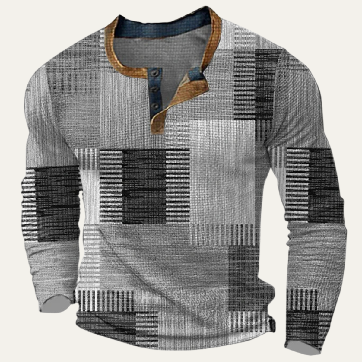 Men's Polo Shirt Textured Patchwork Bluefield
